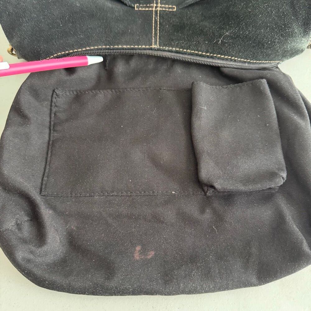 Y2K The Sak Black Suede Leather Chain Strap Shoulder Hobo Bag Purse Vintage - Picture 15 of 16